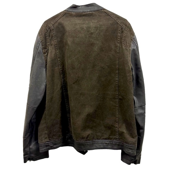 ZERO Canvas and Vegan Leather Varsity Style Bomber Jacket Zip Up Men’s Large - Picture 4 of 10